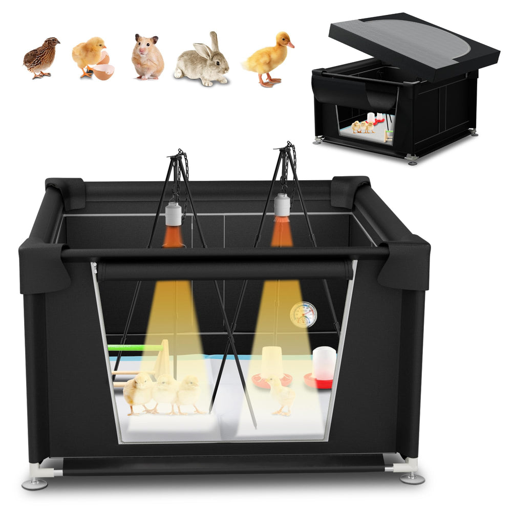 YRKUOEFD brooder box front view showing roomy interior and secure design