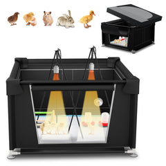 YRKUOEFD brooder box front view showing roomy interior and secure design