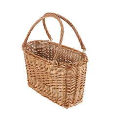 YRLSOTGE front view of wicker basket showing natural finish and carrying benefit