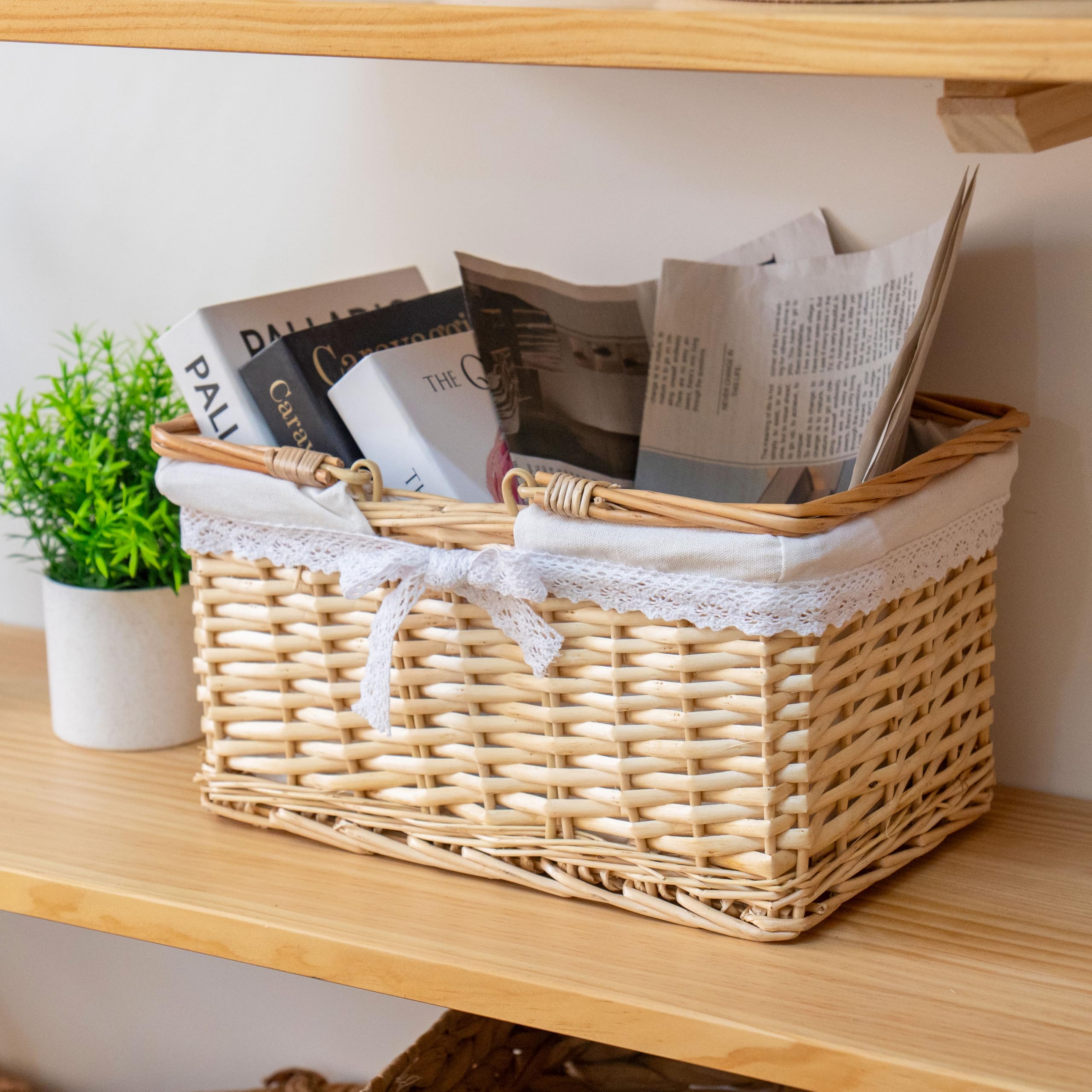YRLSOTGE basket beside a bottle showing scale and usable internal space