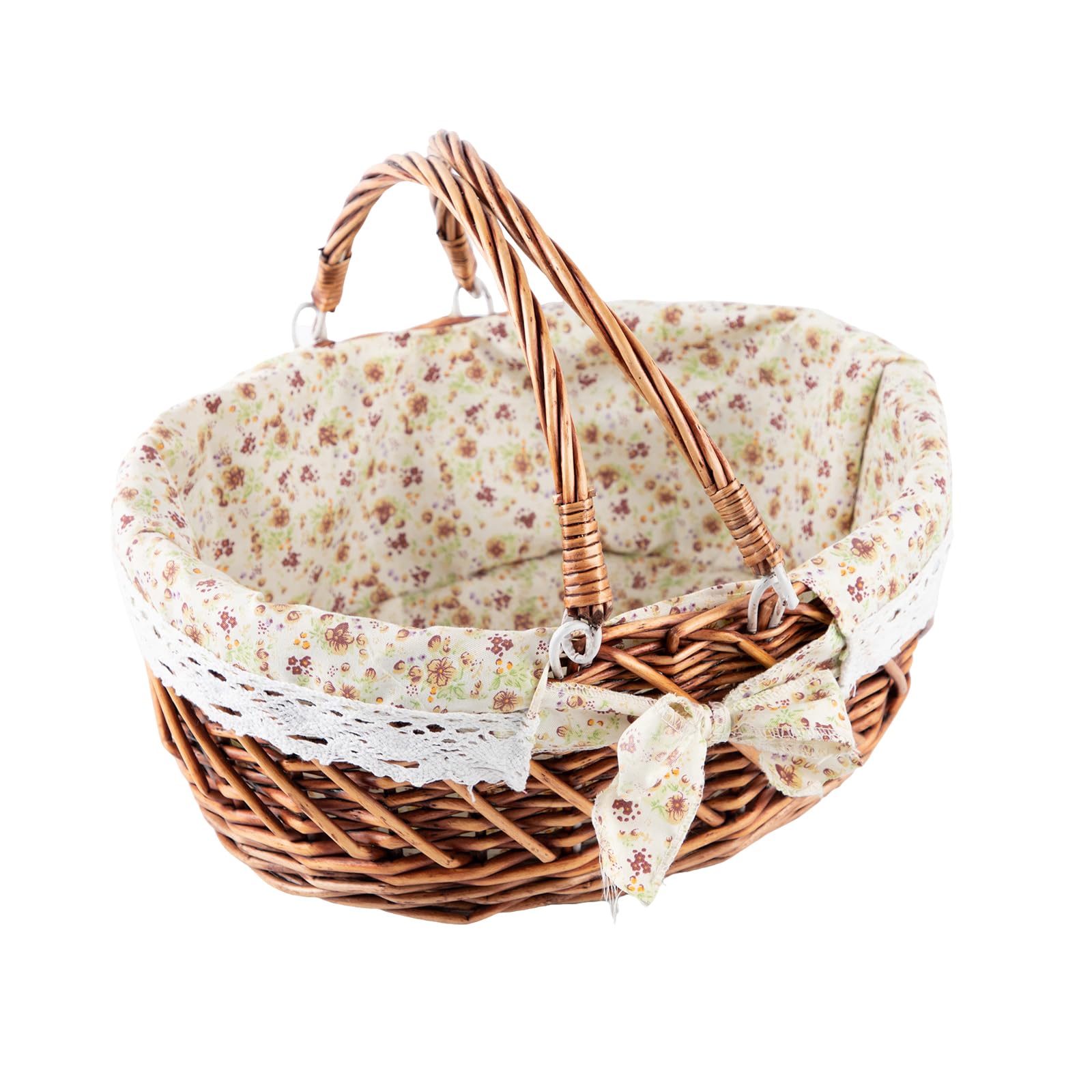 YRLSOTGE front view of oval wicker basket showing shape and capacity