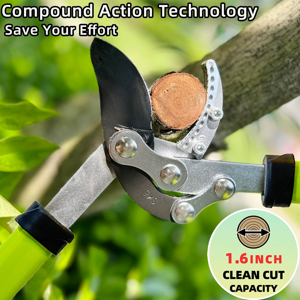 YRTSH hedge clipper compound joint close-up demonstrating boosted cutting power