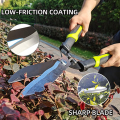YRTSH hedge clipper blade detail with low-friction coating for smoother trimming