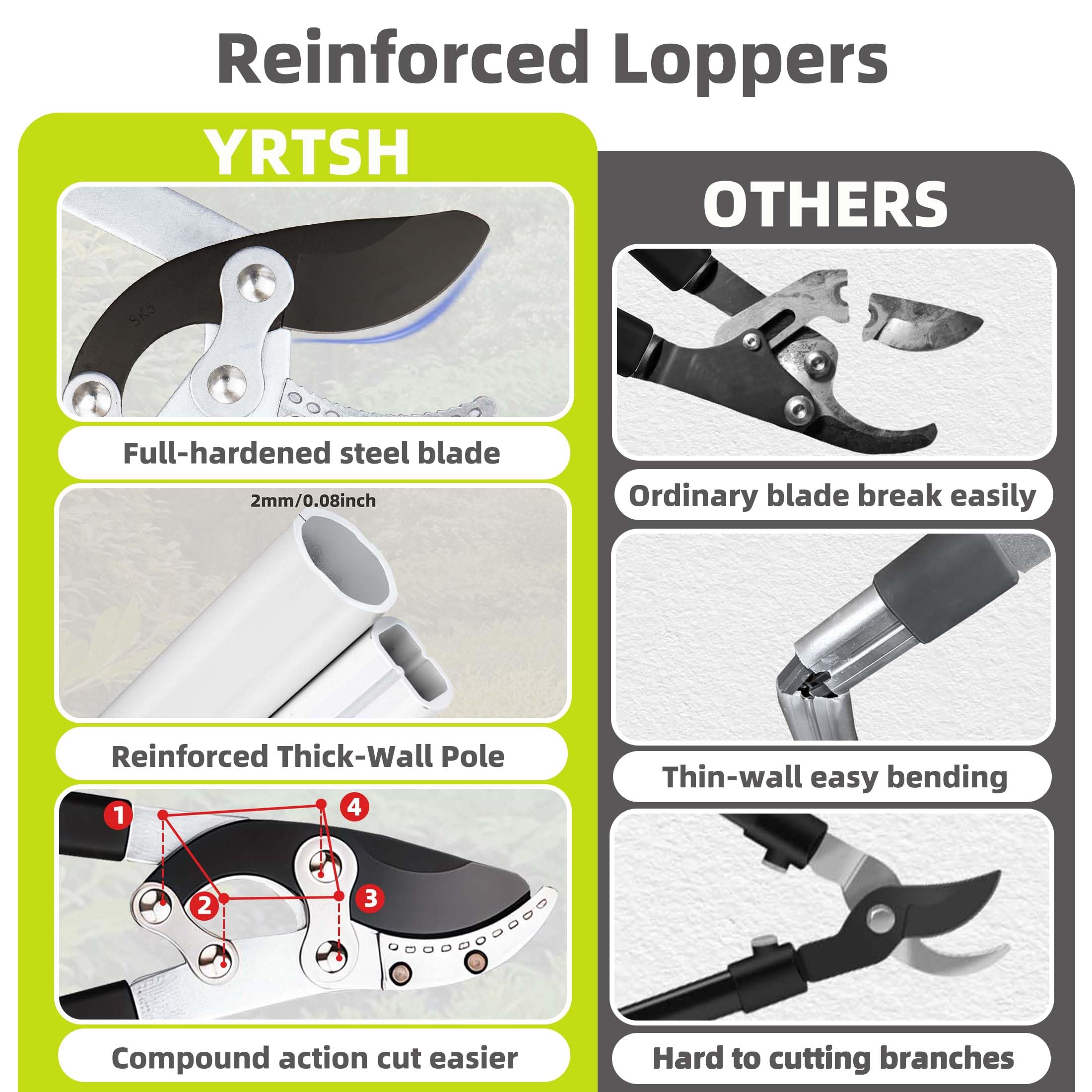 YRTSH loppers extended to maximum length to reach high branches