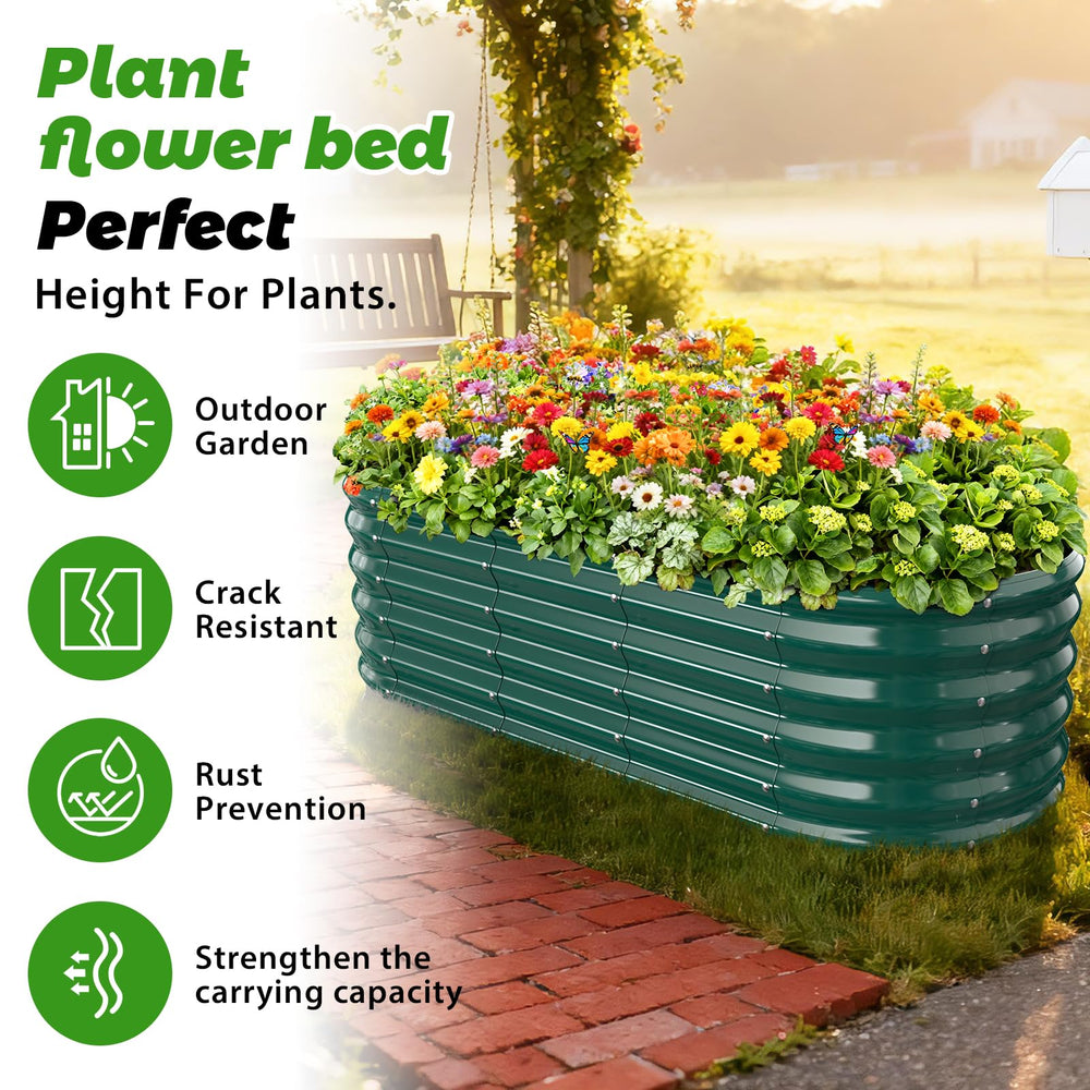 YSEJOMP side profile of metal raised bed demonstrating sturdy depth and shape