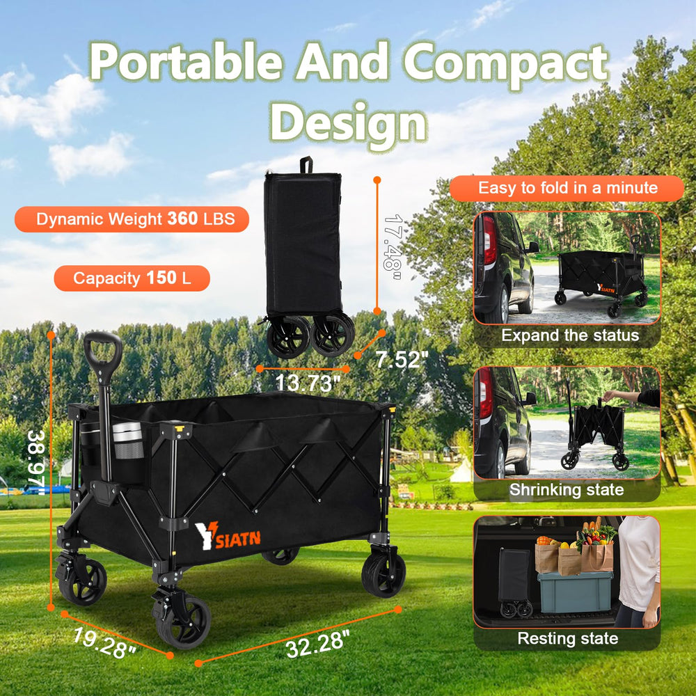 YSIATN wagon assembly layout with parts showing simple tool-free setup benefit