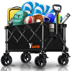 YSIATN wagon front view showing roomy 110L capacity and sturdy frame