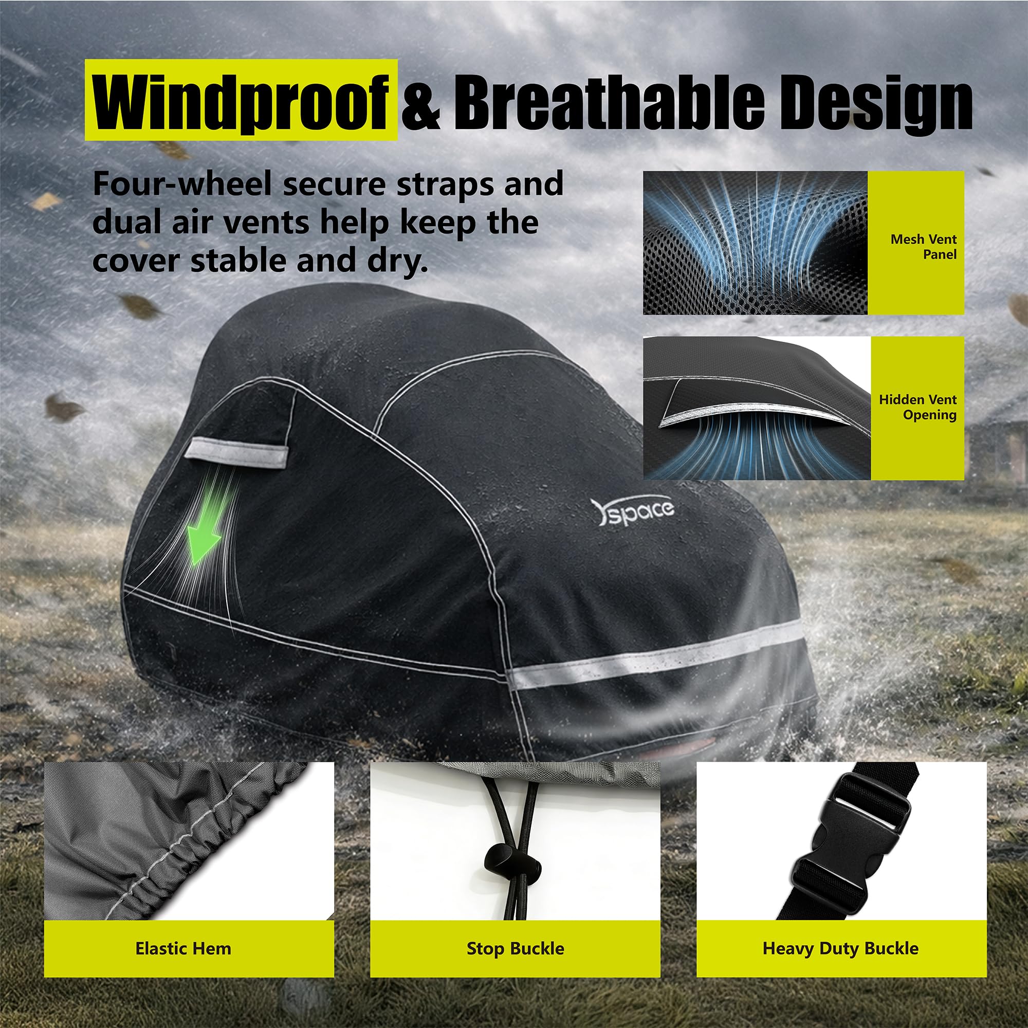 YSPACE close-up of 600D fabric texture, durable water resistance