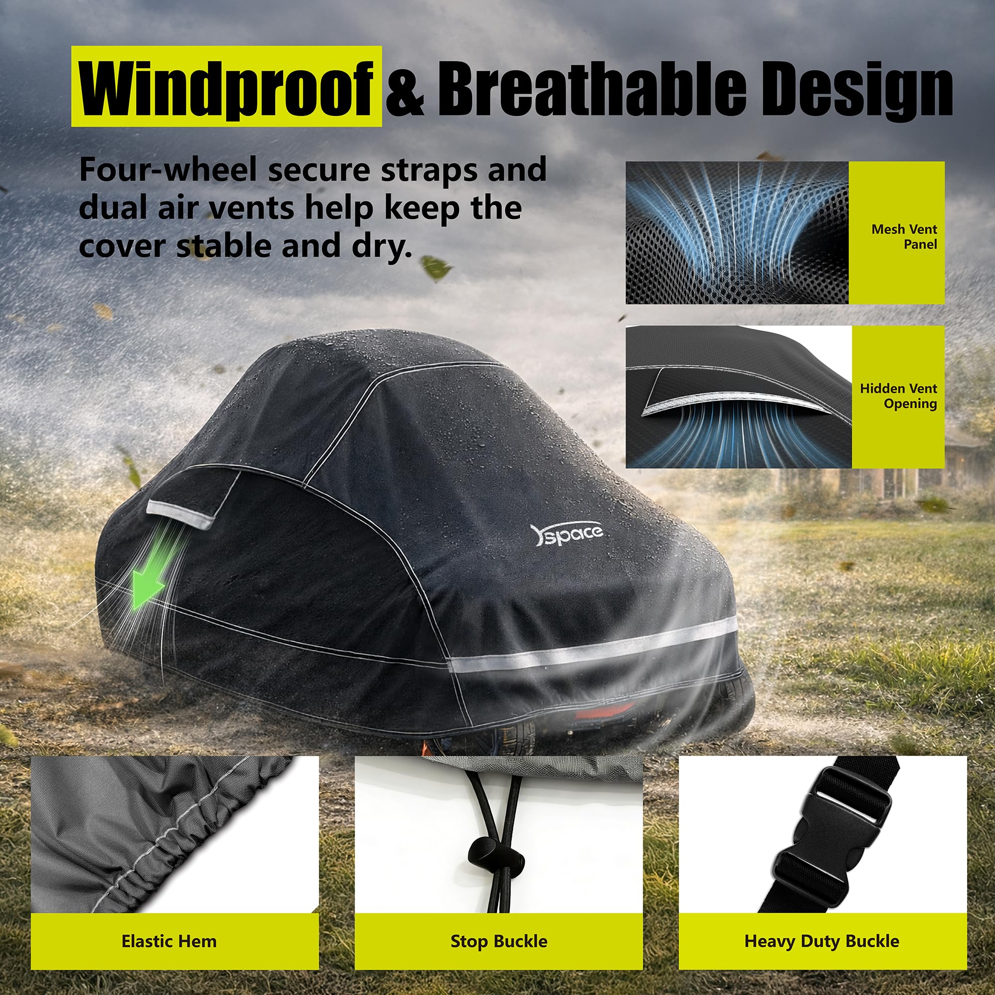 YSPACE close-up of 600D fabric texture shows durable waterproof protection