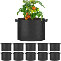 YSSOA front view of 10-pack grow bags shows durable planters and compact packaging benefit
