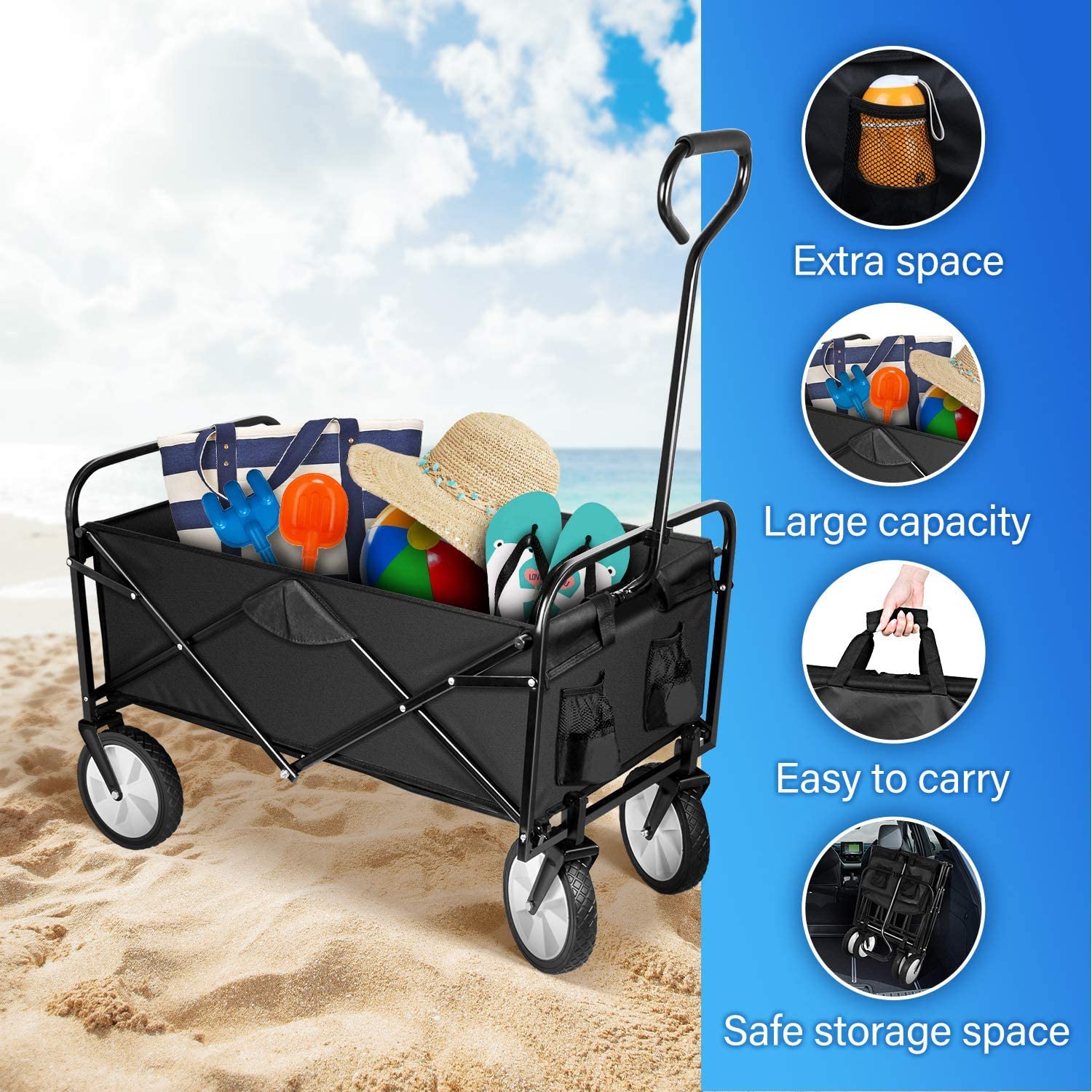 YSSOA wheel close-up highlighting 360-degree swivel and anti-slip traction
