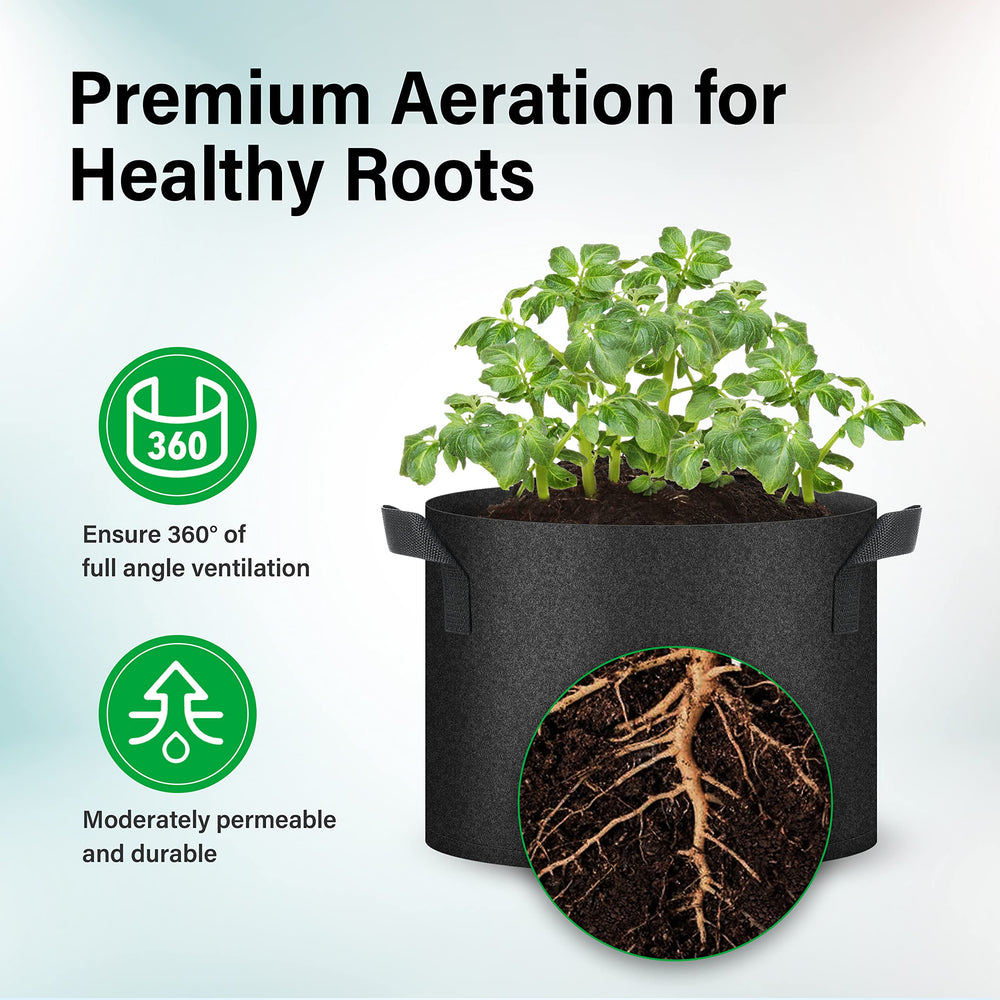 YSSOA grow bag with tomato plant in use displays healthy growth and space-saving benefit