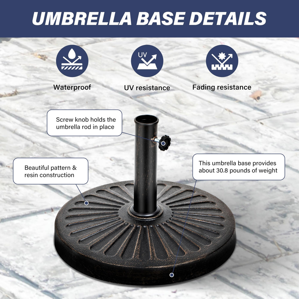 YSSOA knob detail showing hand-turn clamp for secure umbrella pole fastening