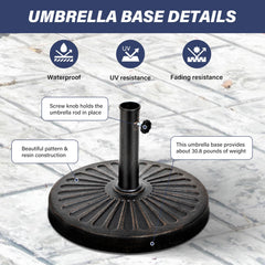 YSSOA knob detail showing hand-turn clamp for secure umbrella pole fastening