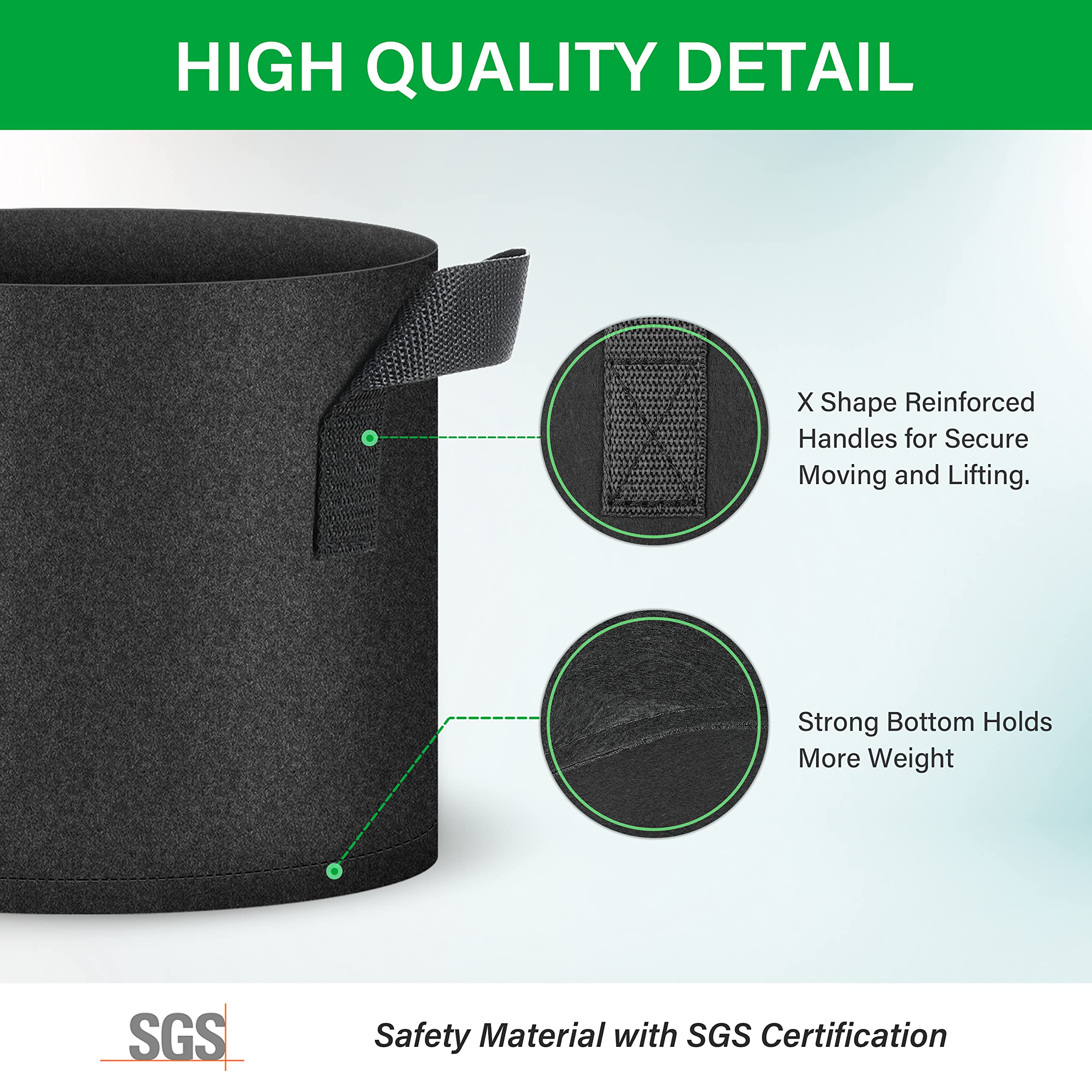 YSSOA handle detail with reinforced stitching demonstrates sturdy carrying and safe transport