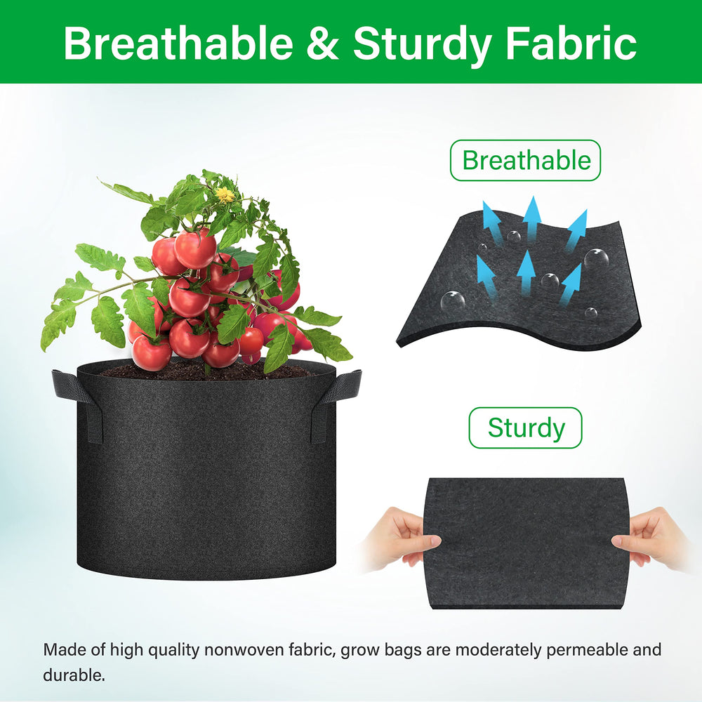 YSSOA grow bag beside ruler for size comparison shows 10-gallon capacity and scale benefit