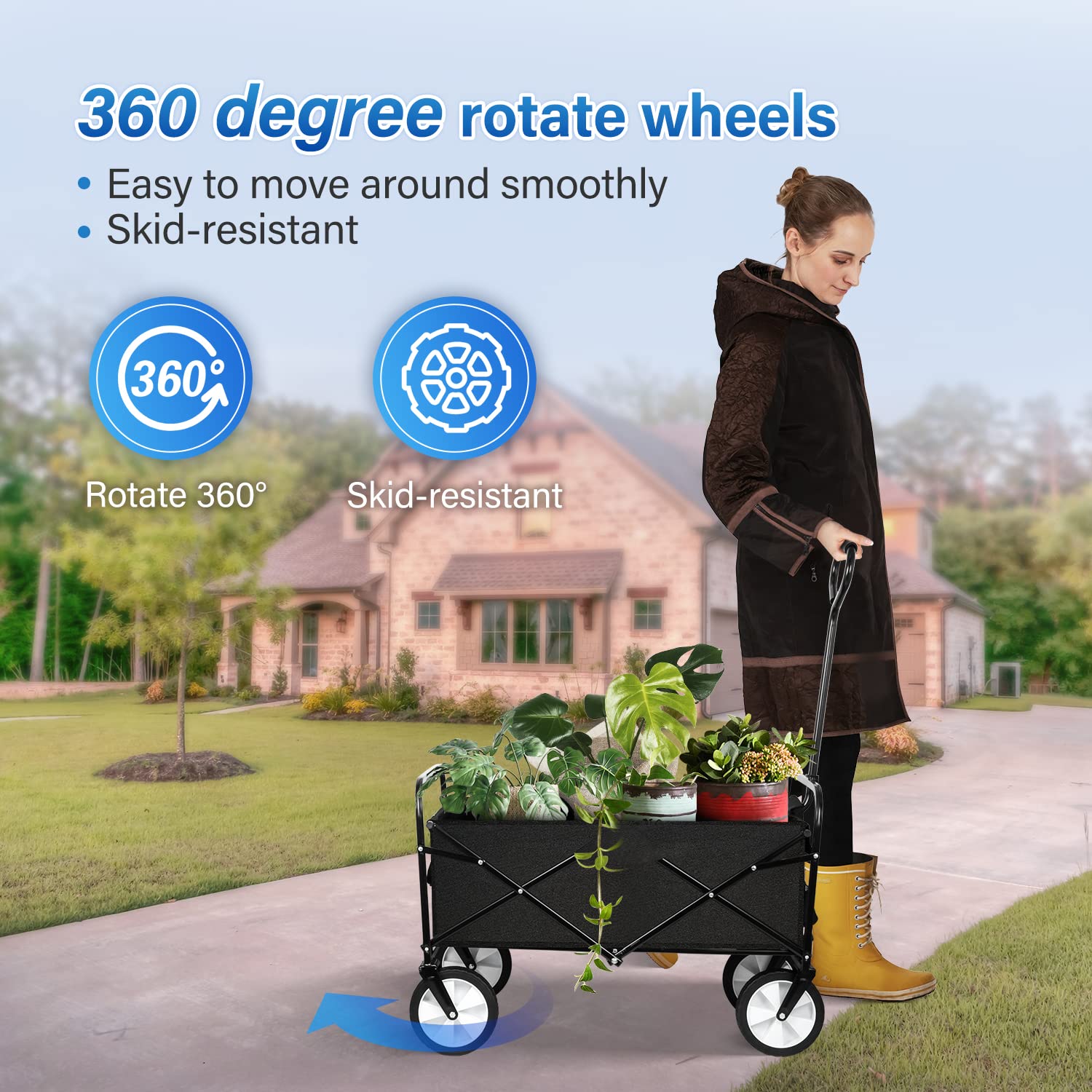 YSSOA wheel 360 swivel showing skid-resistant tread for smooth turning