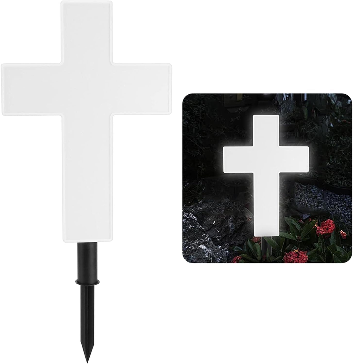 YtotY cross at gravesite display providing respectful memorial lighting