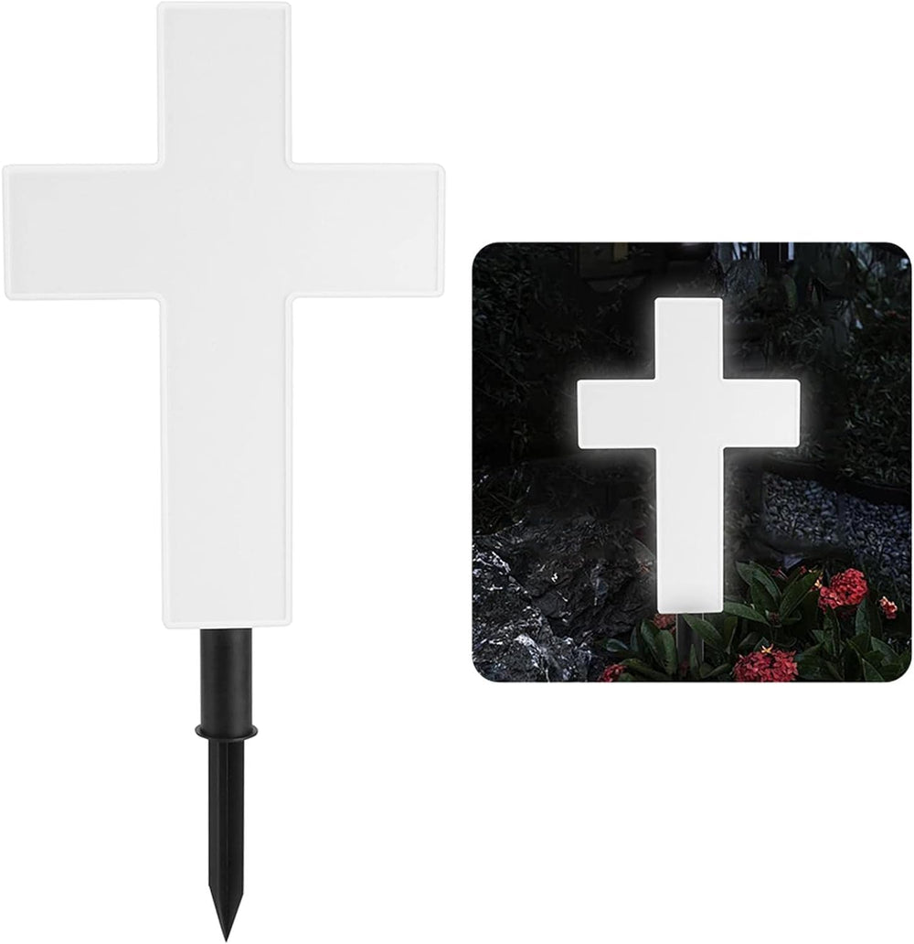YtotY cross at gravesite display providing respectful memorial lighting