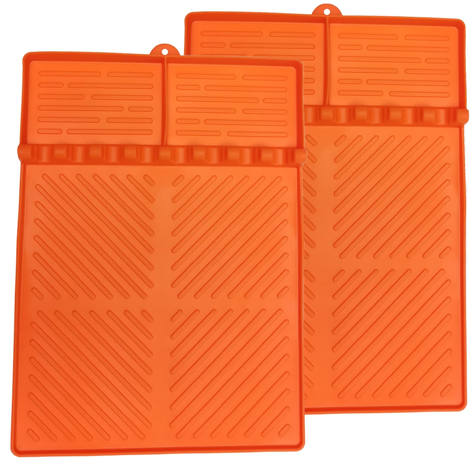 Ytuomzi front view orange mat showing full 16x11.5 surface and slots for organized grilling