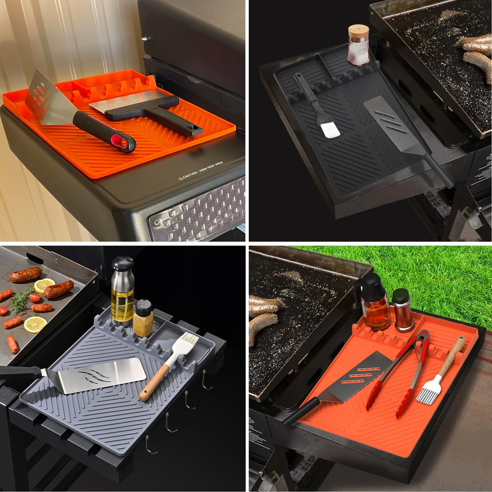 Ytuomzi in use on Blackstone side shelf keeping utensils tidy and protecting the surface