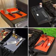 Ytuomzi in use on Blackstone side shelf keeping utensils tidy and protecting the surface