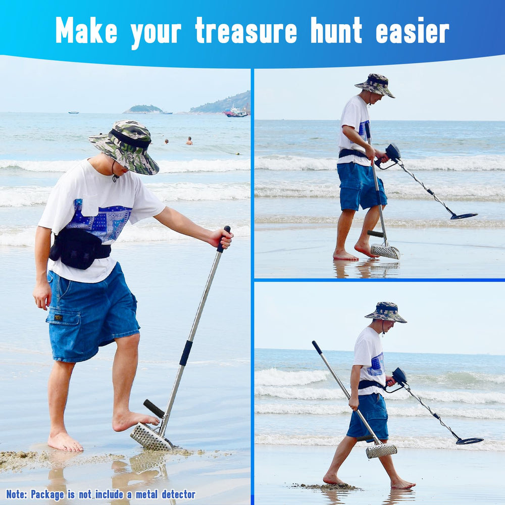 YTYLSJ full-length scoop with pole demonstrating standing-use posture to reduce back strain