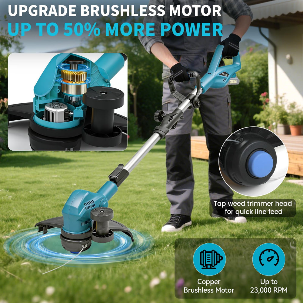 Yudara beside Makita 18V battery showing compatibility and scale