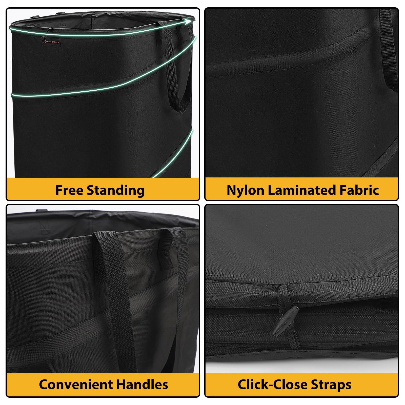 YUDI & GARDEN emptying using side handle showing controlled dumping benefit