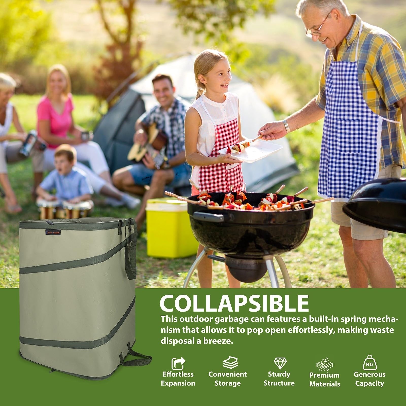 YUDI & GARDEN in use with rake for easy leaf collection benefit