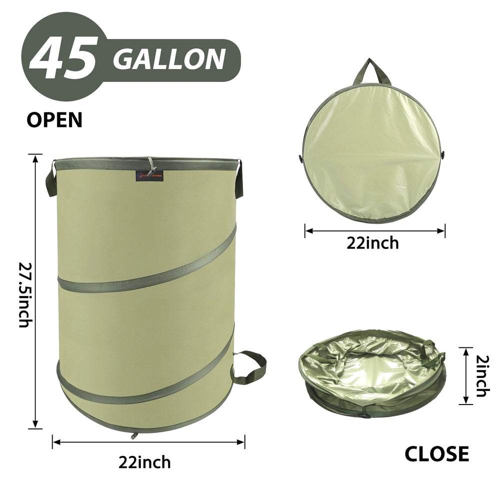 YUDI & GARDEN open bag in backyard being filled showing quick setup benefit