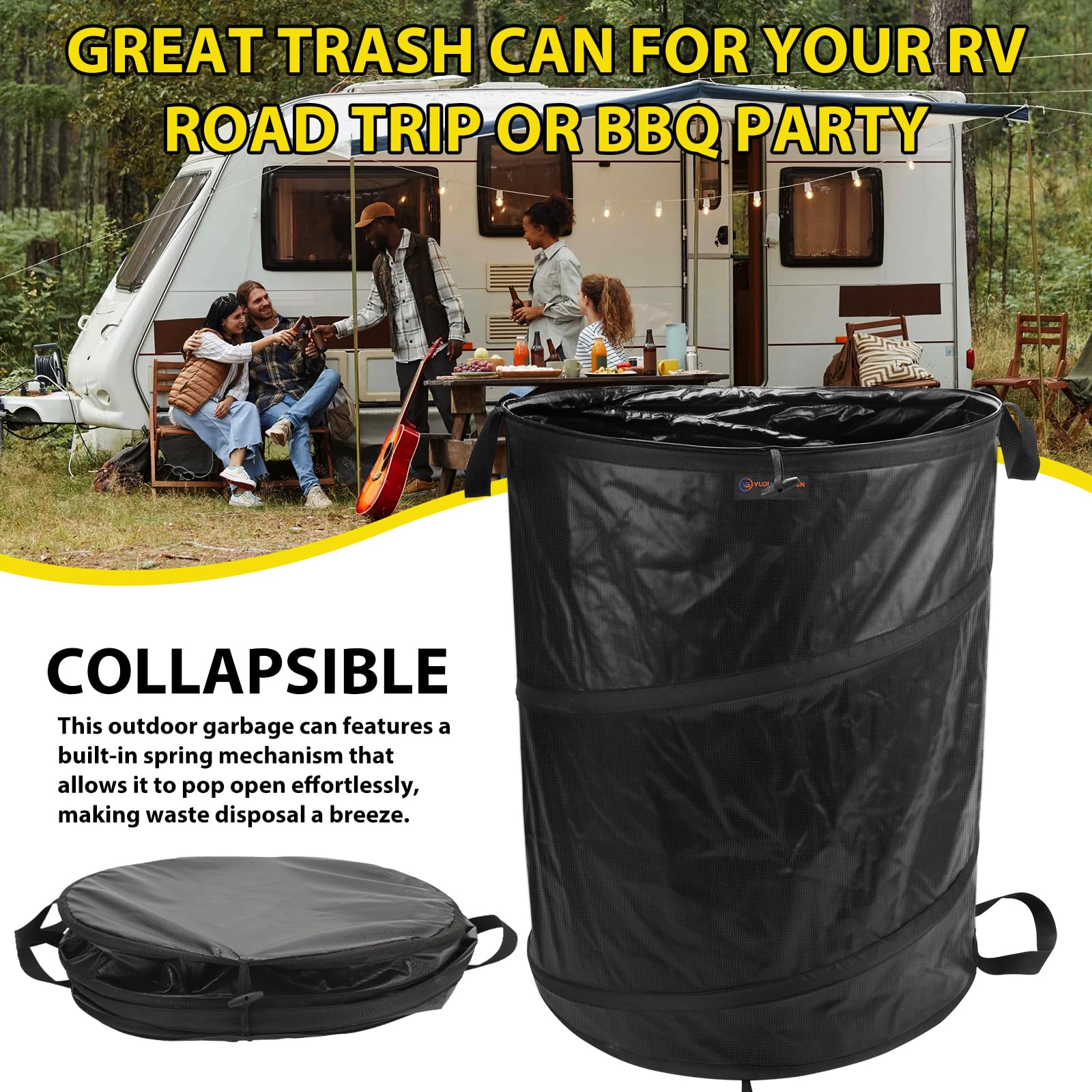 YUDI & GARDEN side handle used to empty bin for controlled dumping and convenience