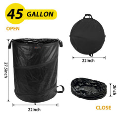 YUDI & GARDEN top opening filled with leaves highlighting easy collection advantage