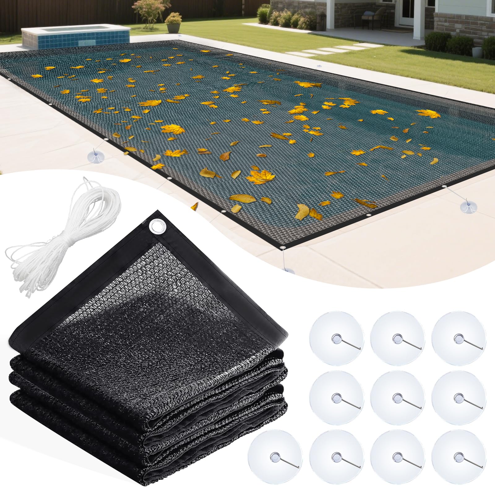 Yudlto front packaging showing full 20x40 pool net benefits