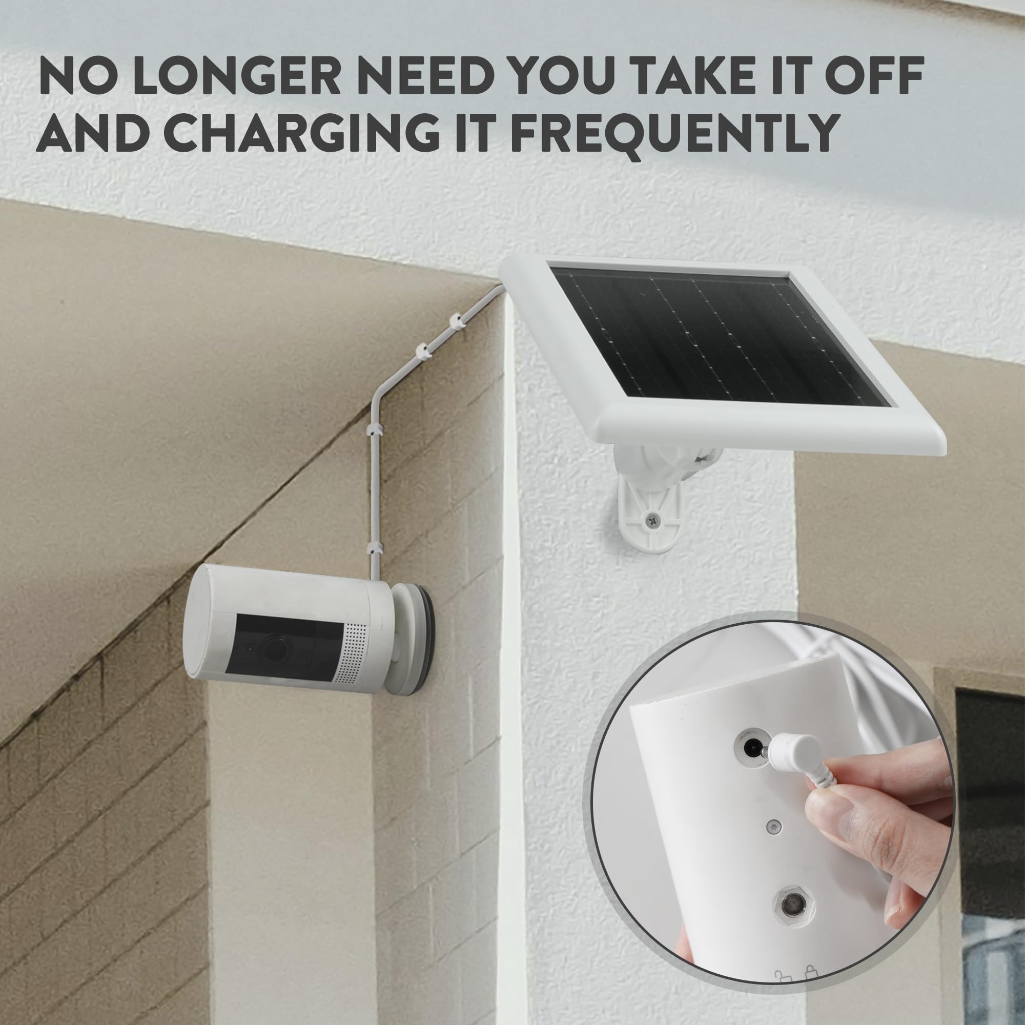 YUELAN image showing 12ft cable routed to sunny location for flexible placement