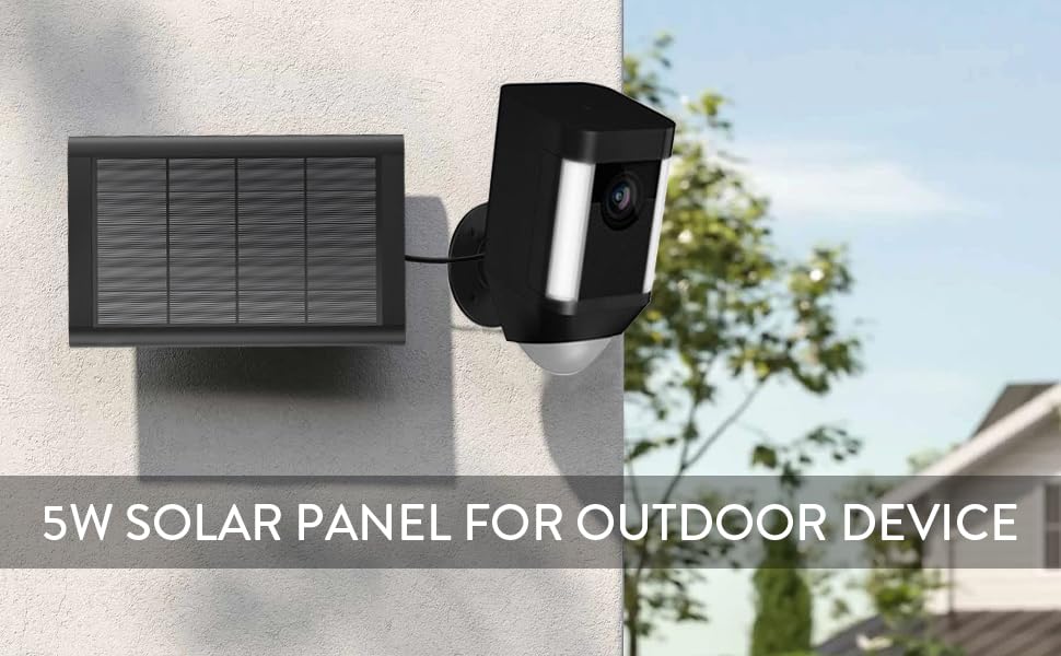 YUELAN lifestyle scene with panel and Ring camera monitoring a backyard with sunlight