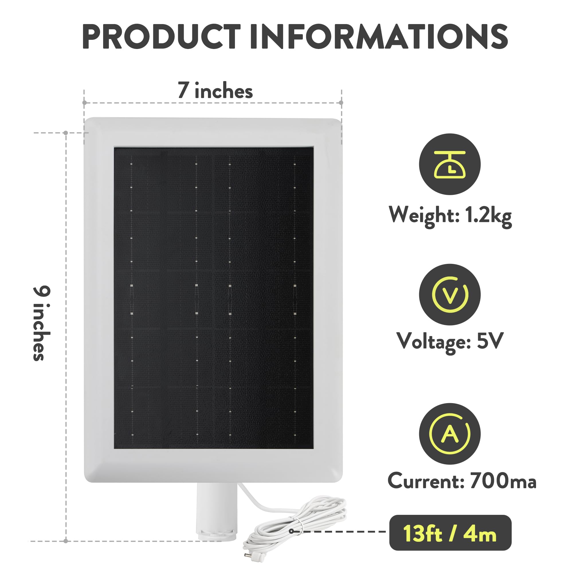 YUELAN solar panel mounted on house eave supplying steady sun power to camera