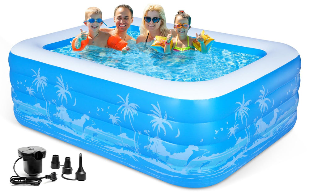 YUEPOOL front view of full inflated family pool showing spacious layout and quick setup benefit