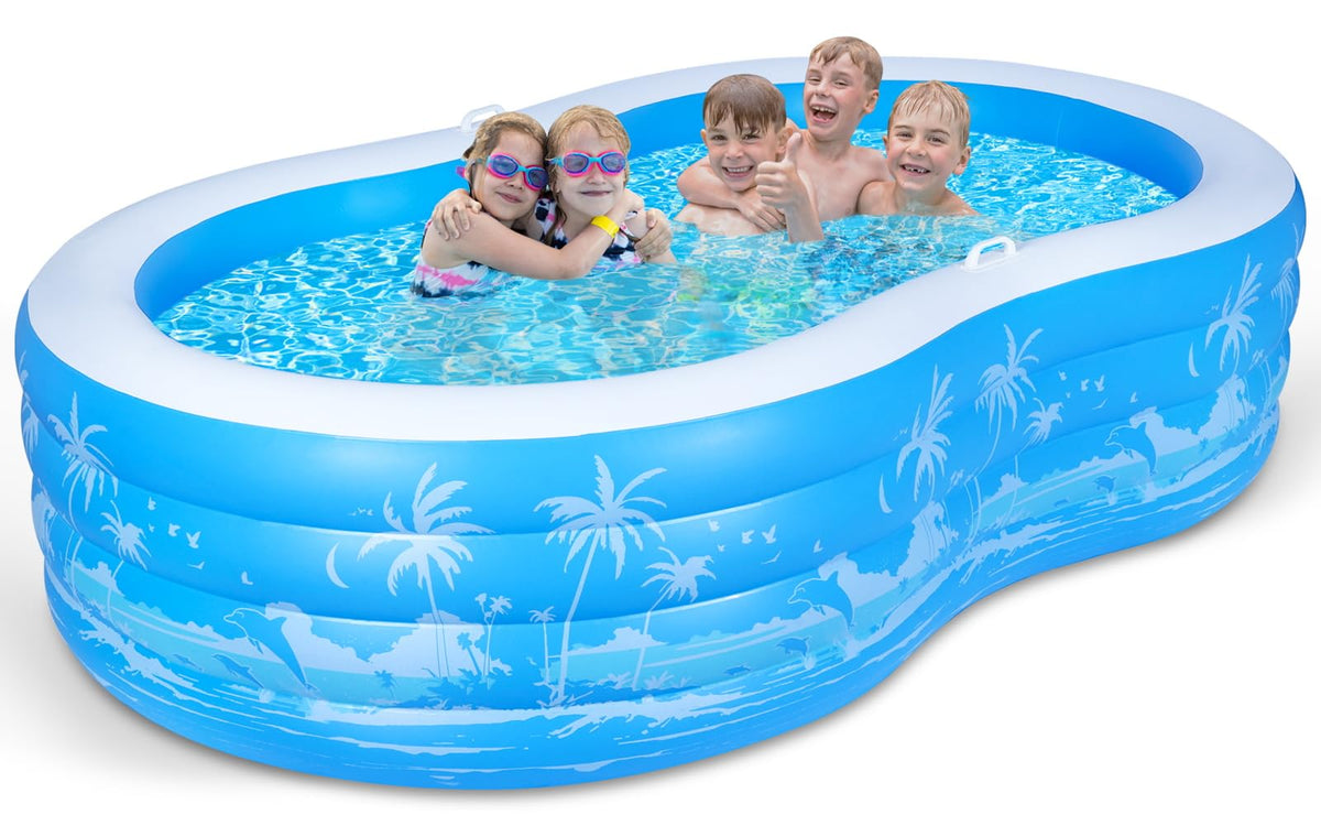YUEPOOL front view of inflated pool showing roomy backyard setup and easy entry