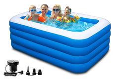 YUEPOOL front view inflated pool showing roomy backyard play area and durability