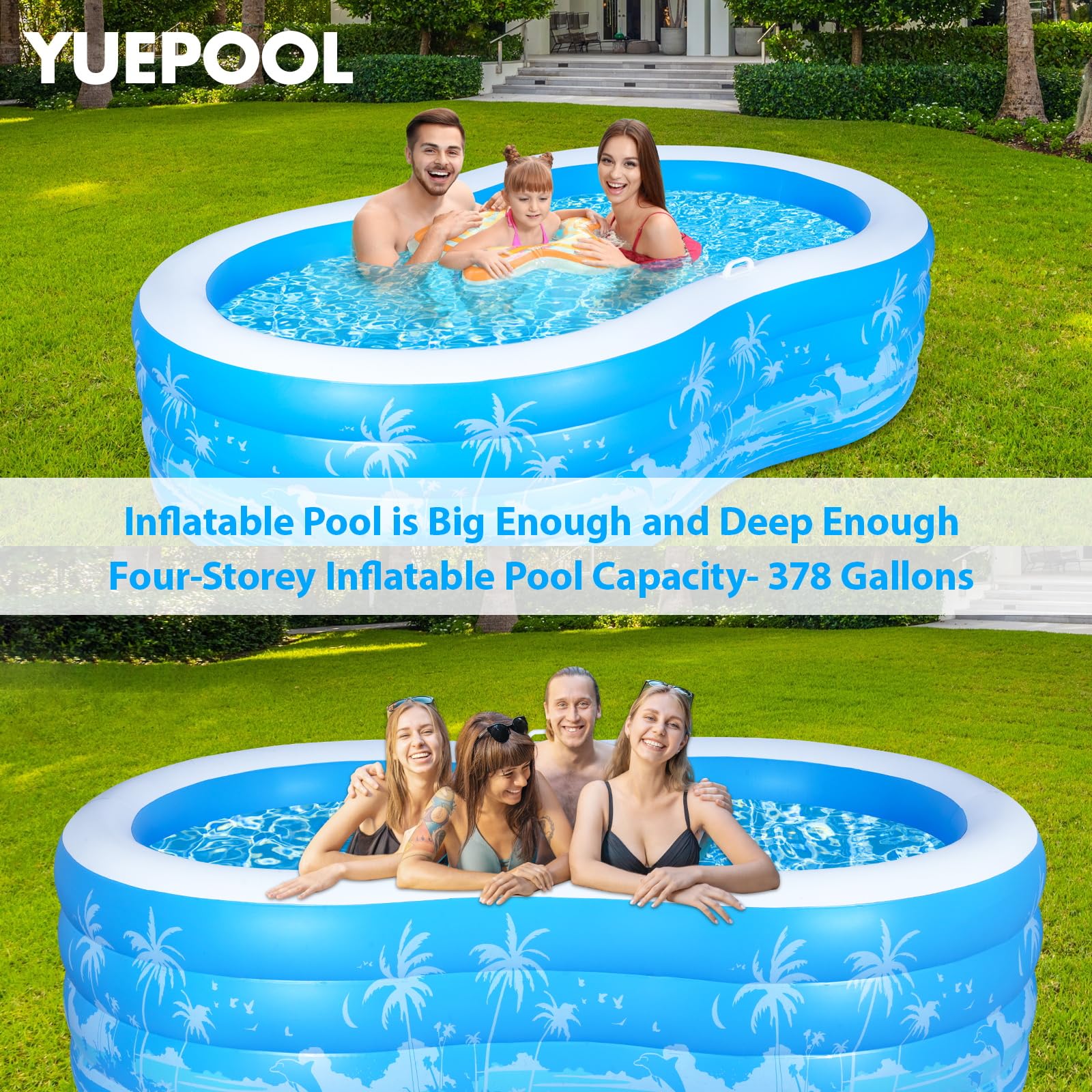 YUEPOOL valve and air chamber detail for quick inflation and safer use