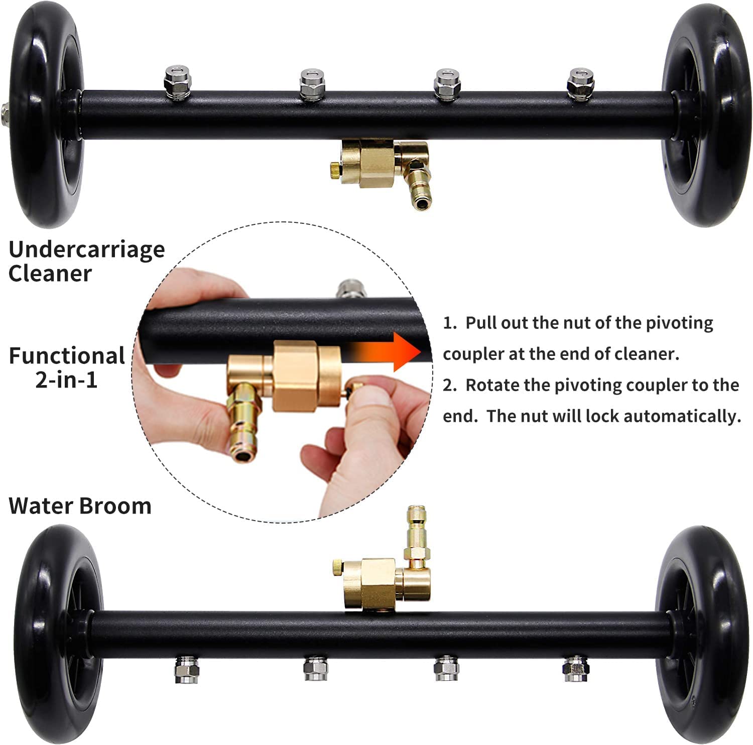 YUET complete assembly with extension rods for extended reach benefit