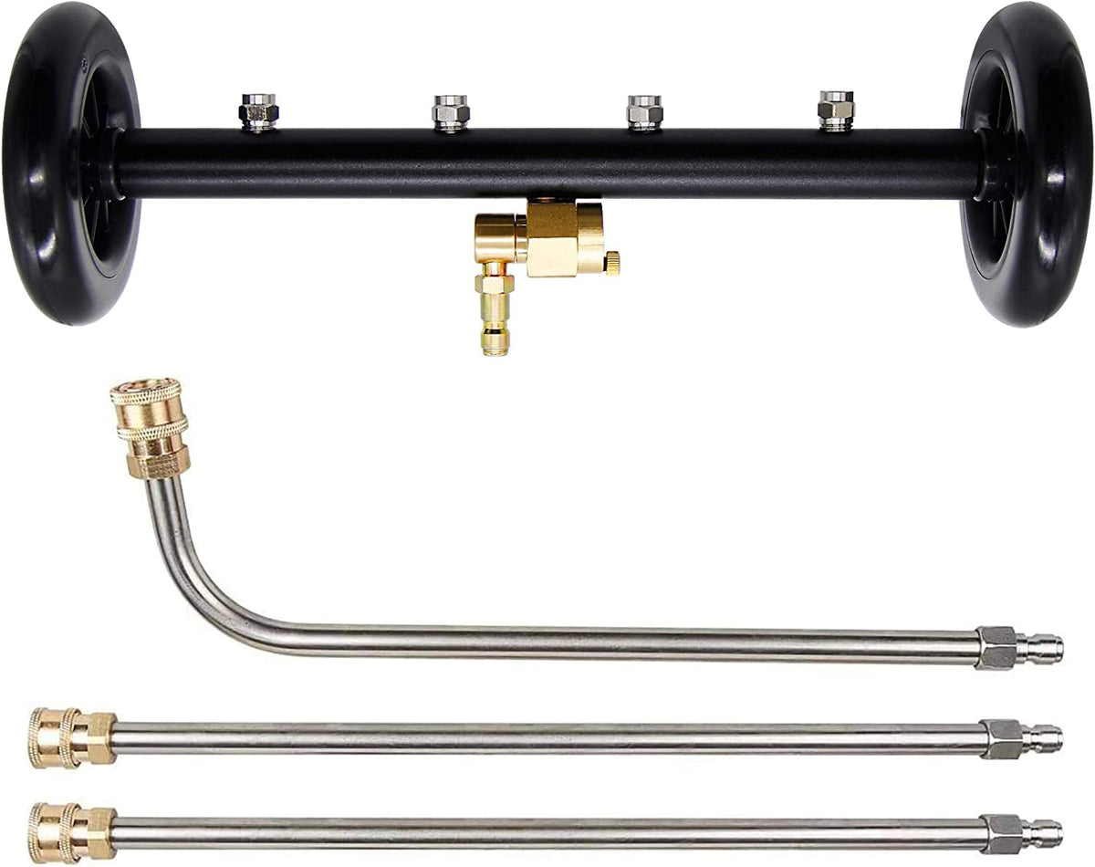 YUET front view of 16-inch water broom showing broad coverage benefit