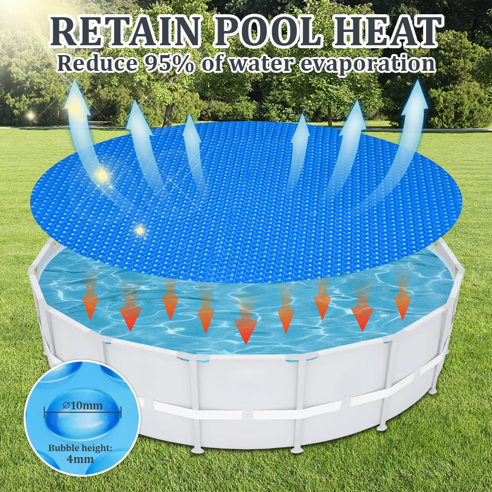 YUEWO cover beside pool showing 8ft scale for correct sizing decision