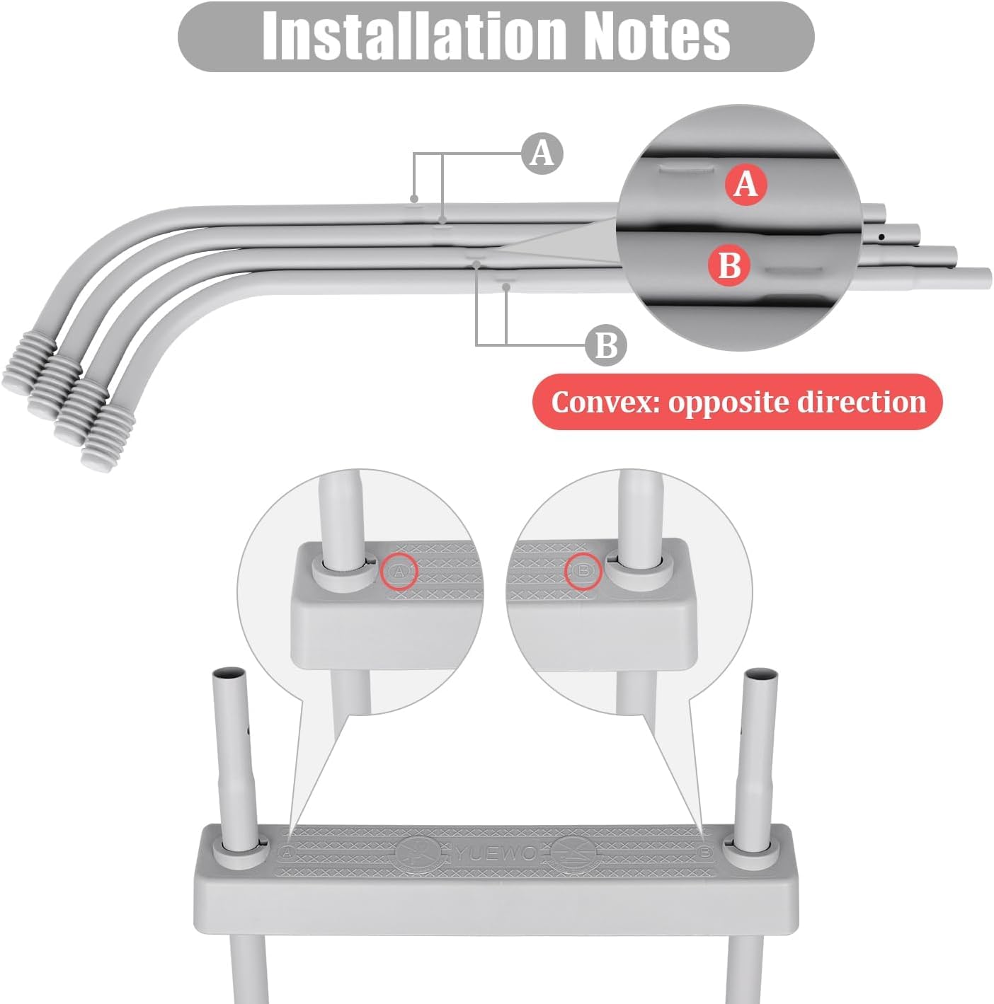 YUEWO ladder next to adult showing correct height fit