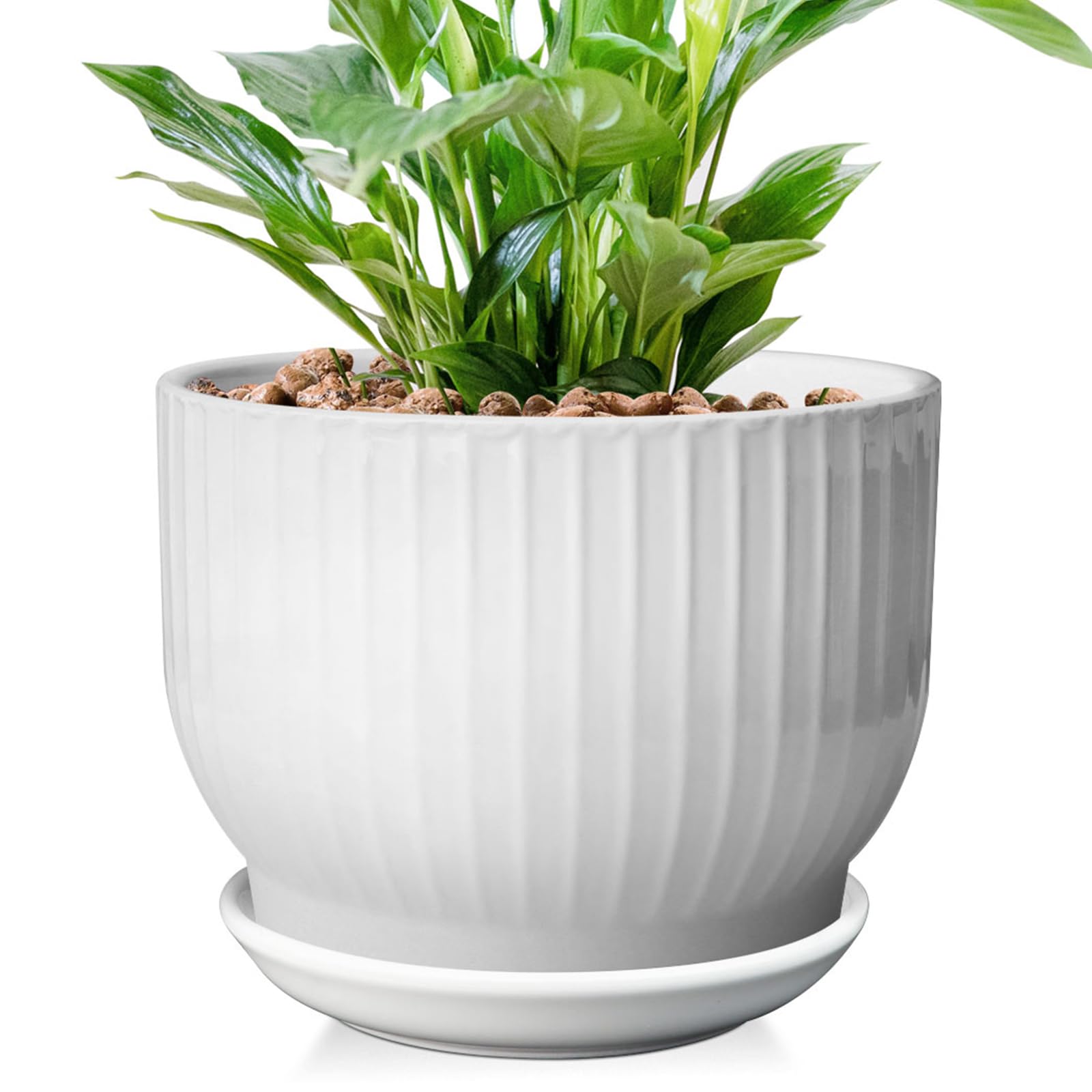 YUFDA front view pure white pot showing modern look and versatile styling