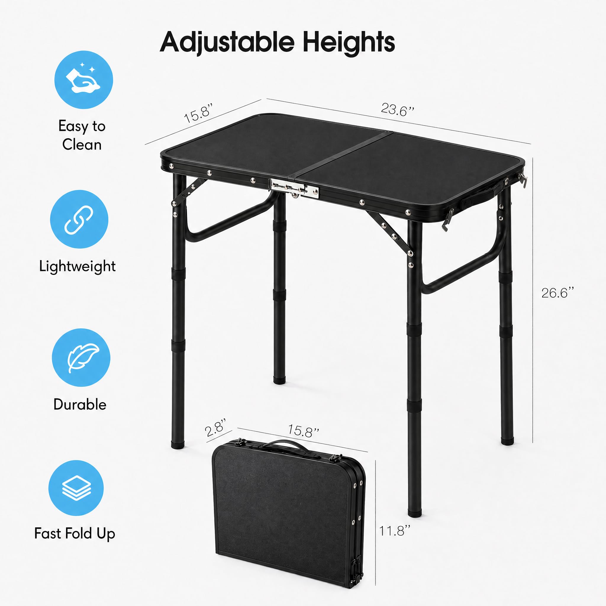 YUFIFAIRY folded table with carry handle demonstrating easy transport