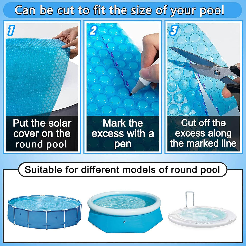 YUGYUJ cover floating on above-ground pool keeping water warmer and cleaner