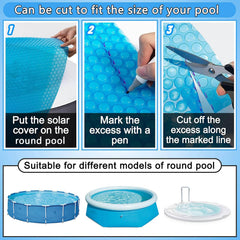 YUGYUJ cover floating on above-ground pool keeping water warmer and cleaner