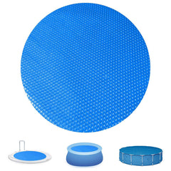 YUGYUJ front view of 8ft solar pool cover showing full round fit and quick installation benefit